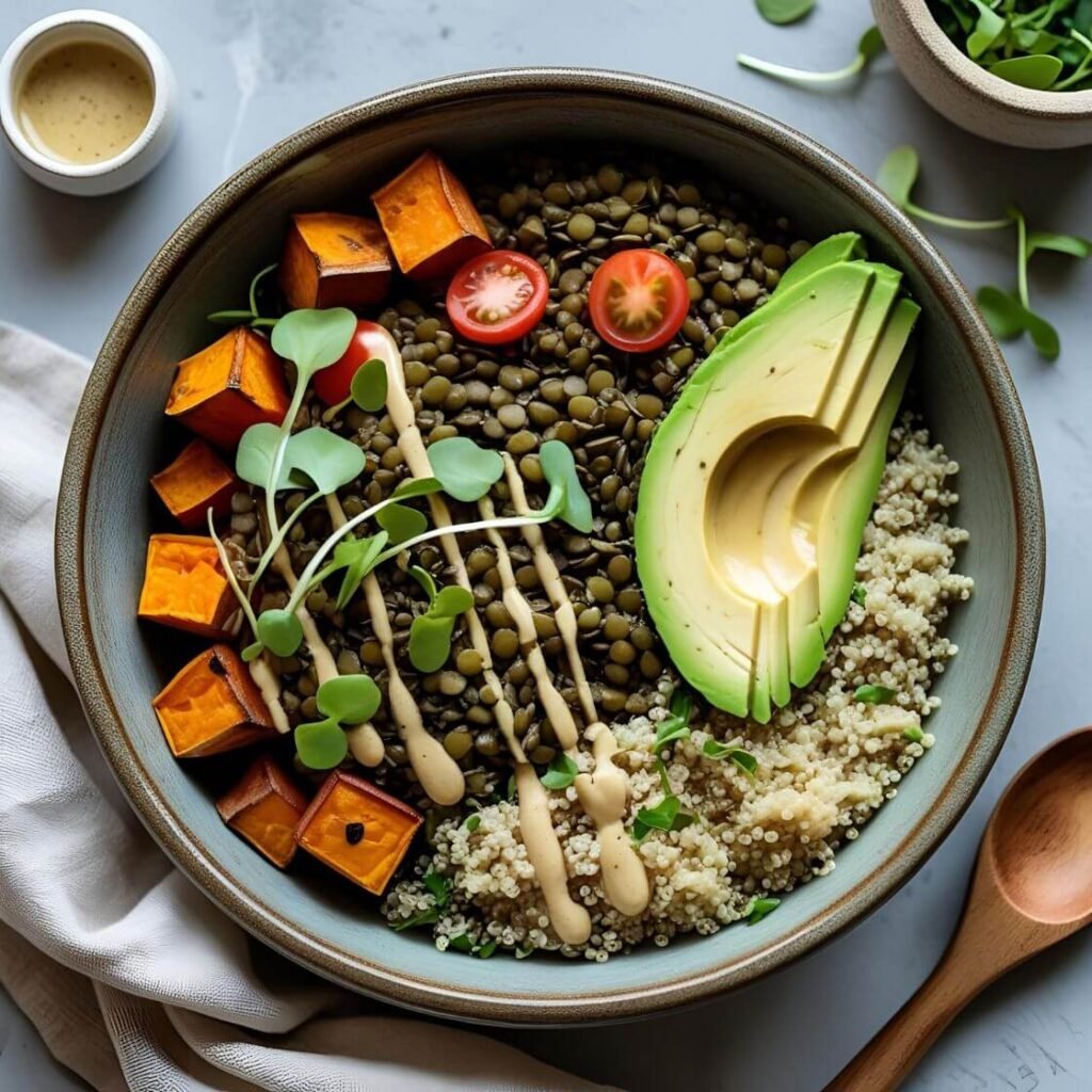 10 Delicious Vegan Lunch Recipes for a Healthy, Flavorful Meal 3 Lentil & Sweet Potato Buddha Bowl